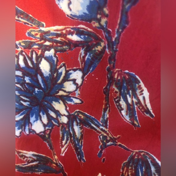 Red Jumpsuit with Blue and White Flowers - Picture 4 of 4